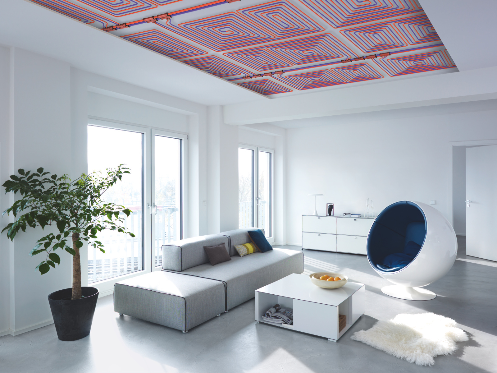 Cut-Out NIC Heating and cooling ceiling system Side view