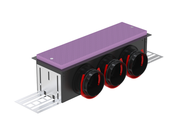 Rendering Zehnder ComfoCase CLD breit Comfortable indoor ventilation Angled view