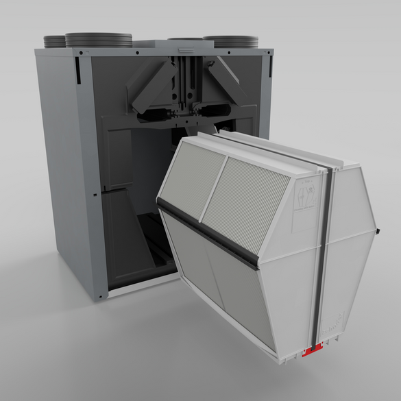 Cut-Out Zehnder ComfoAir Q350 TR Comfortable indoor ventilation Side view