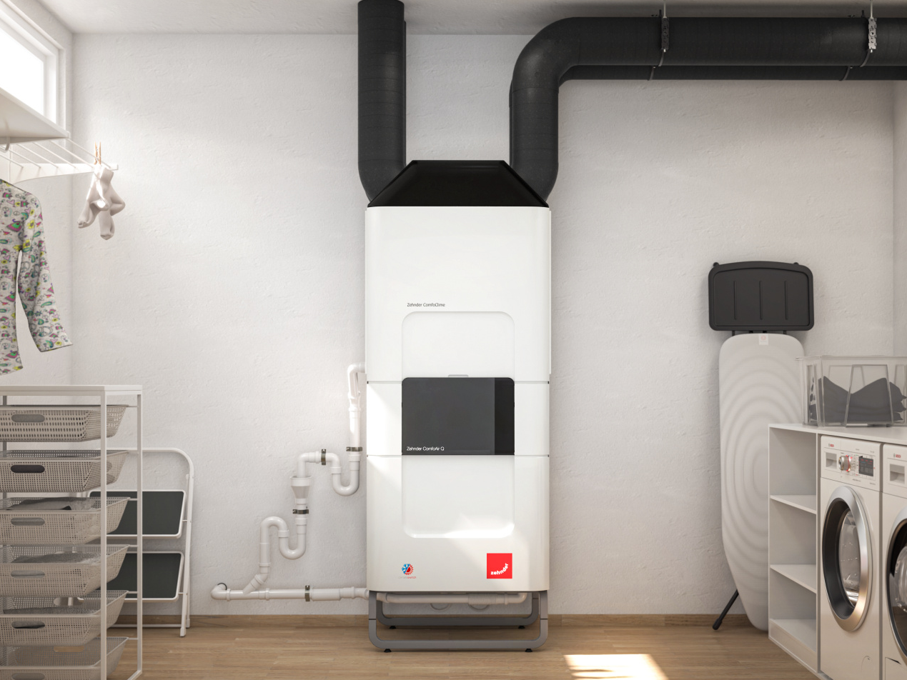 Unità di ventilazione Zehnder installata nel locale tecnico per garantire aria fresca negli ambienti interni