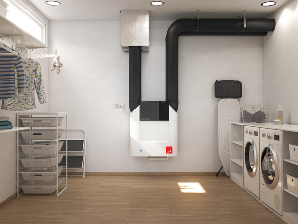 Rendering ComfoAir Q Comfortable indoor ventilation Front view